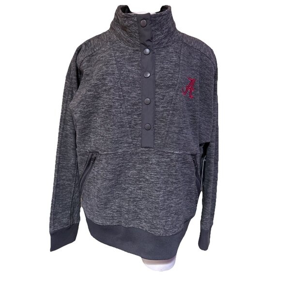 NEW Alabama Crimson Tide 1/2 Snap Fleece Pullover Jacket Women's Colosseum M - Picture 1 of 11